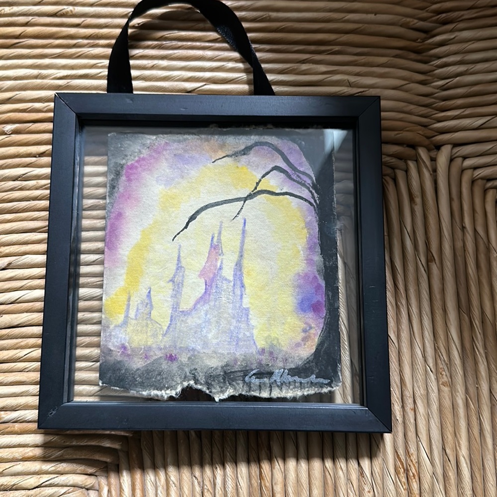Watercolor, castle in background. Original piece. - Picture 1 of 4